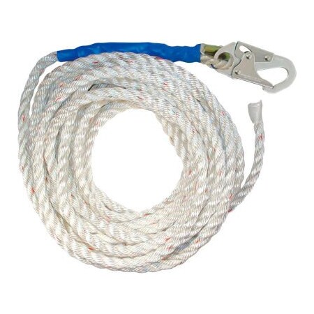 Falltech FallTech 50' Vertical Lifeline, 5/8in Polyester Rope, with 1 Snap Hook and Taped-End 8150T